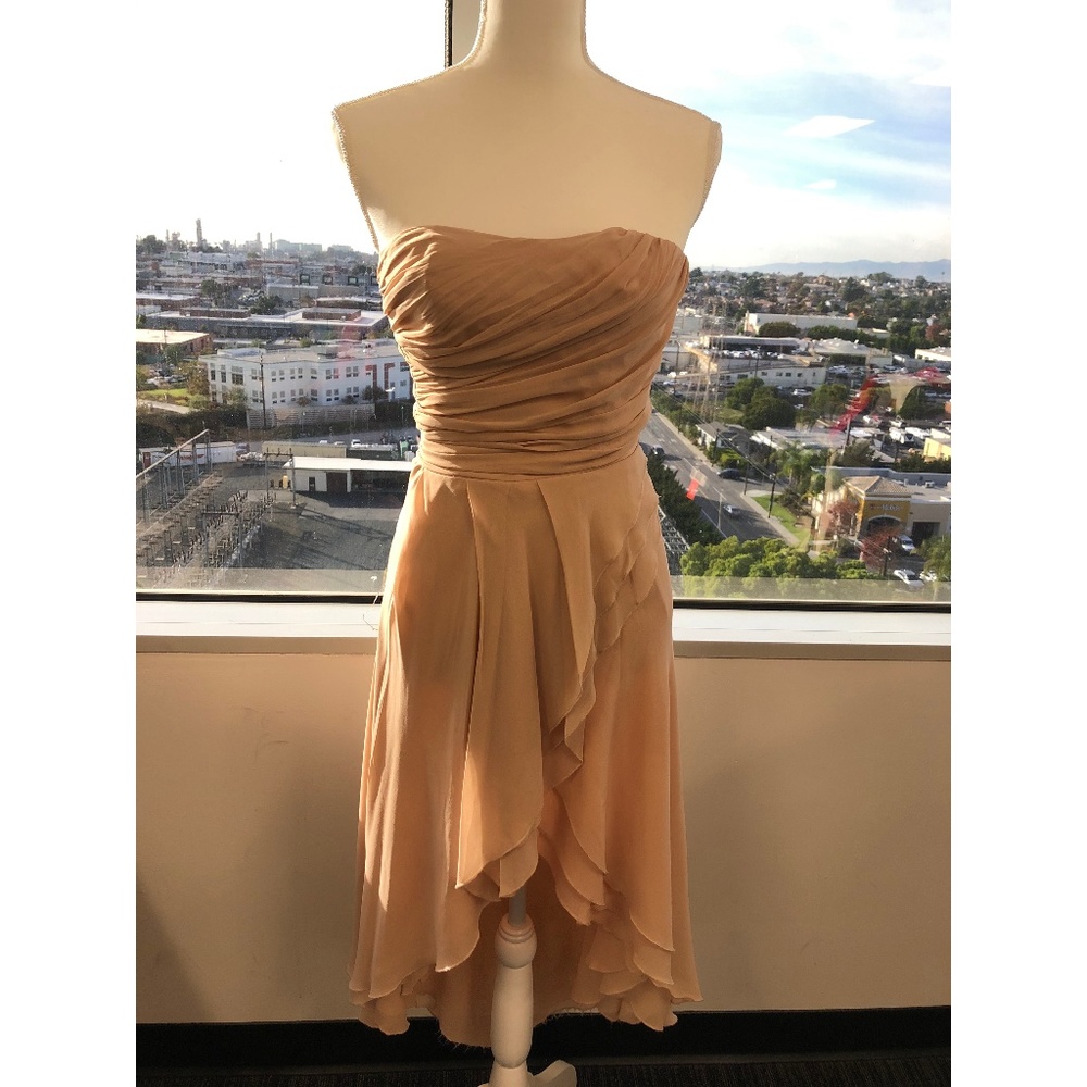 Dusty Pink Asymmetric Strapless Dress